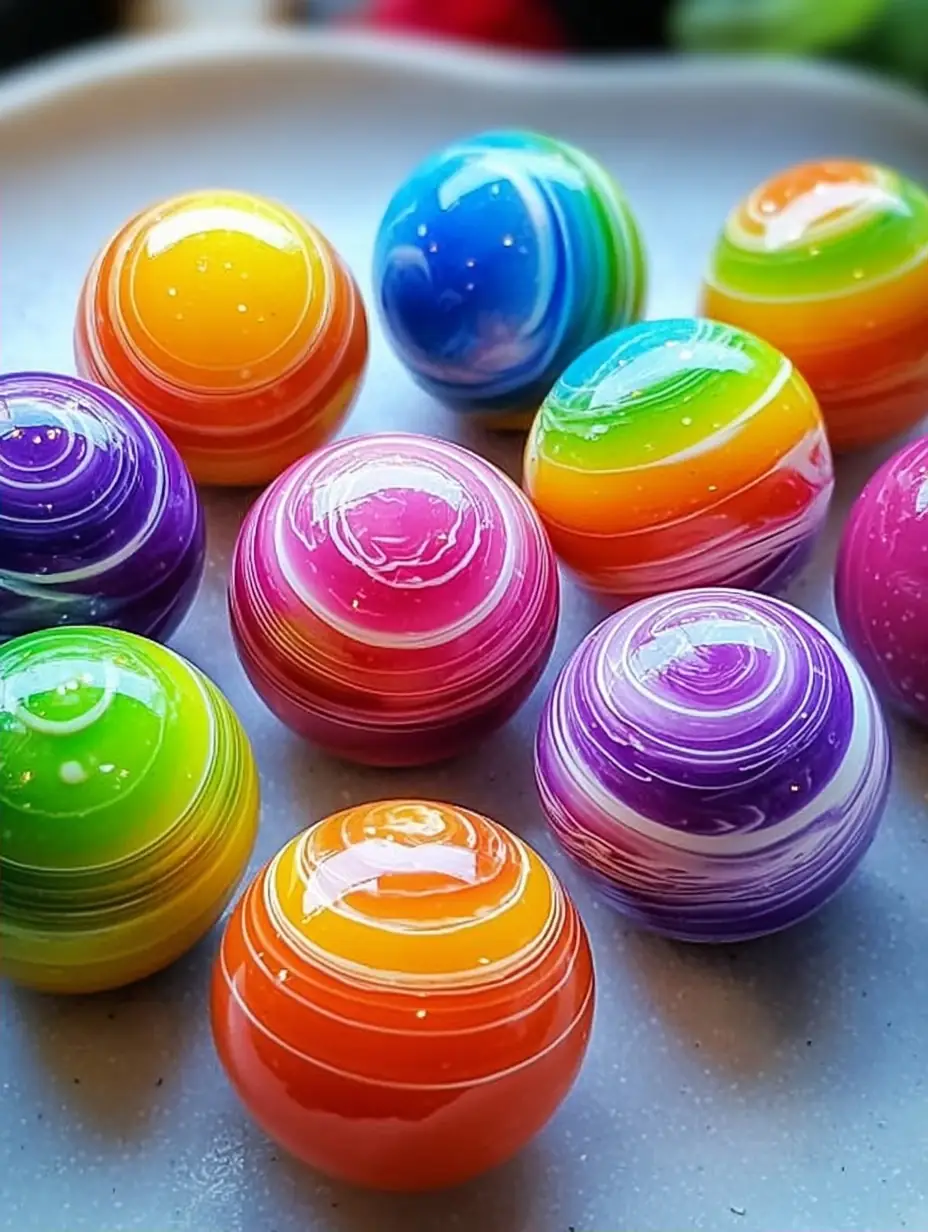 A delicious plate of Homemade Rainbow Bouncy Balls