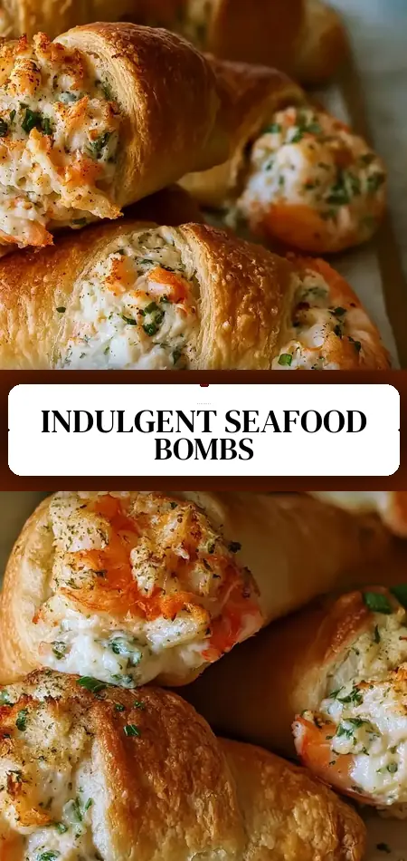Pinterest pin (Design 3) for Shrimp & Crab Stuffed Crescent Bombs: Easy and Indulgent Treats