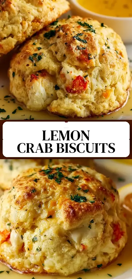 Pinterest pin (Design 3) for Crab stuffed cheddar bay biscuit with a lemon butter sauce