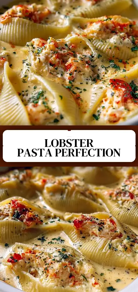 Pinterest pin (Design 3) for Creamy Lobster Stuffed Pasta Shells