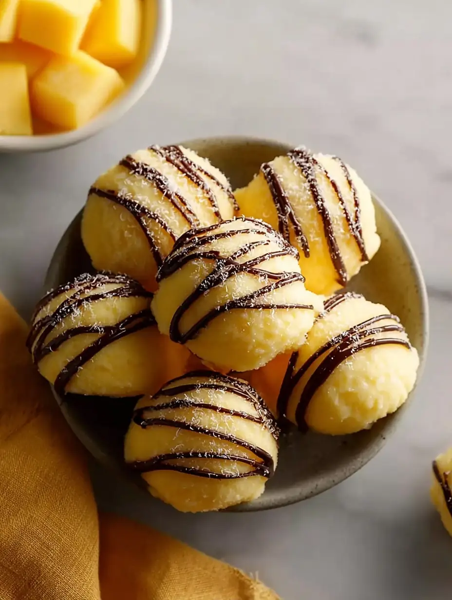 A delicious plate of Mango Frozen Yogurt Bites