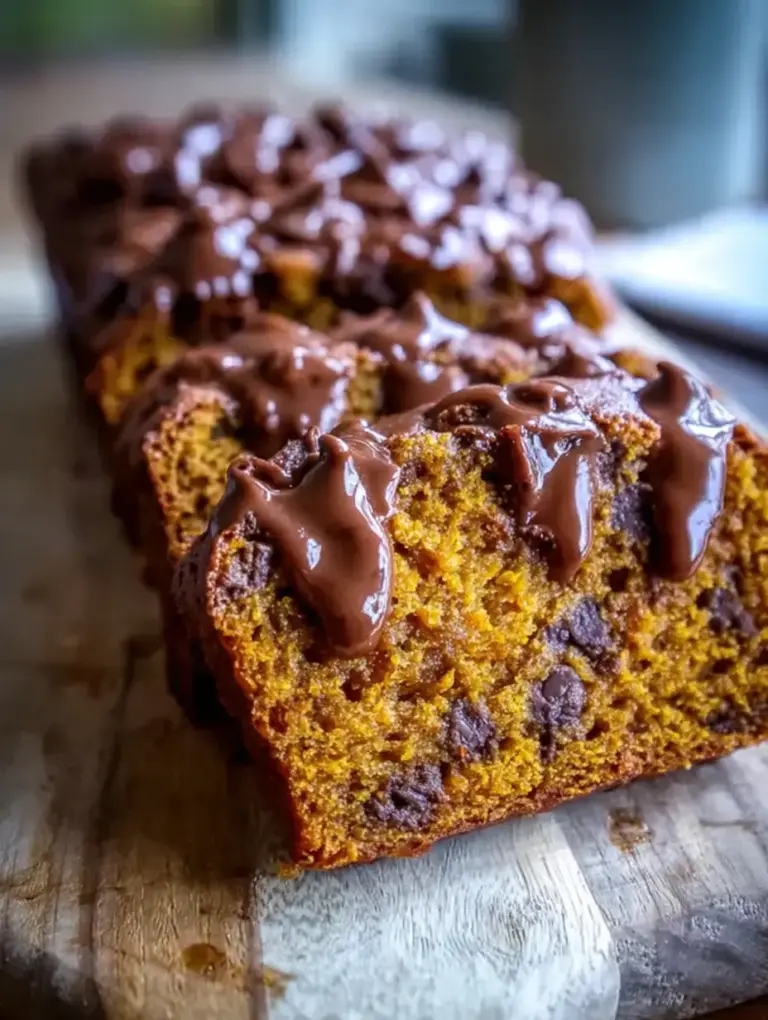 A delicious plate of Moist Pumpkin Chocolate Chip Bread Recipe with Easy Brown Butter Glaze