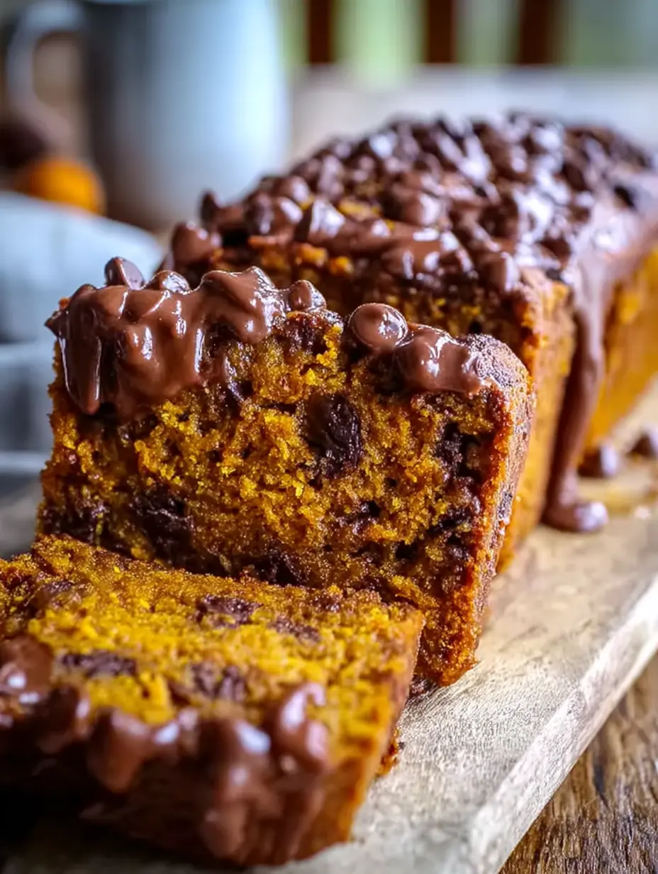 A delicious plate of Moist Pumpkin Chocolate Chip Bread Recipe with Easy Brown Butter Glaze