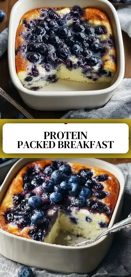 High Protein Blueberry Cottage Cheese Breakfast Bake