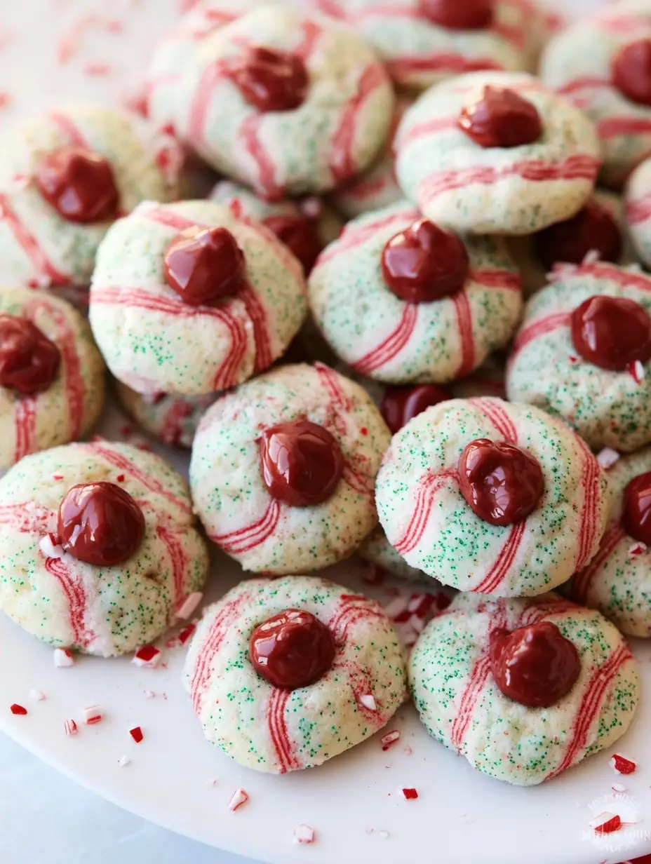 A delicious plate of Peppermint Kiss Cookies
