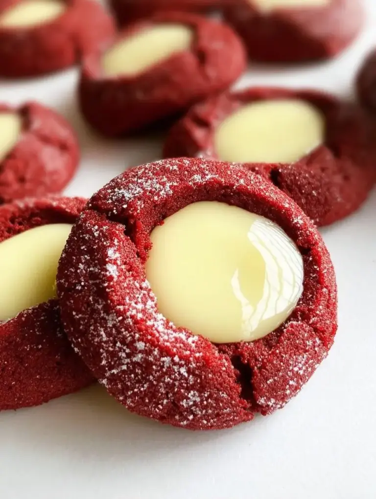 A delicious plate of Red Velvet Cheesecake Thumbprints