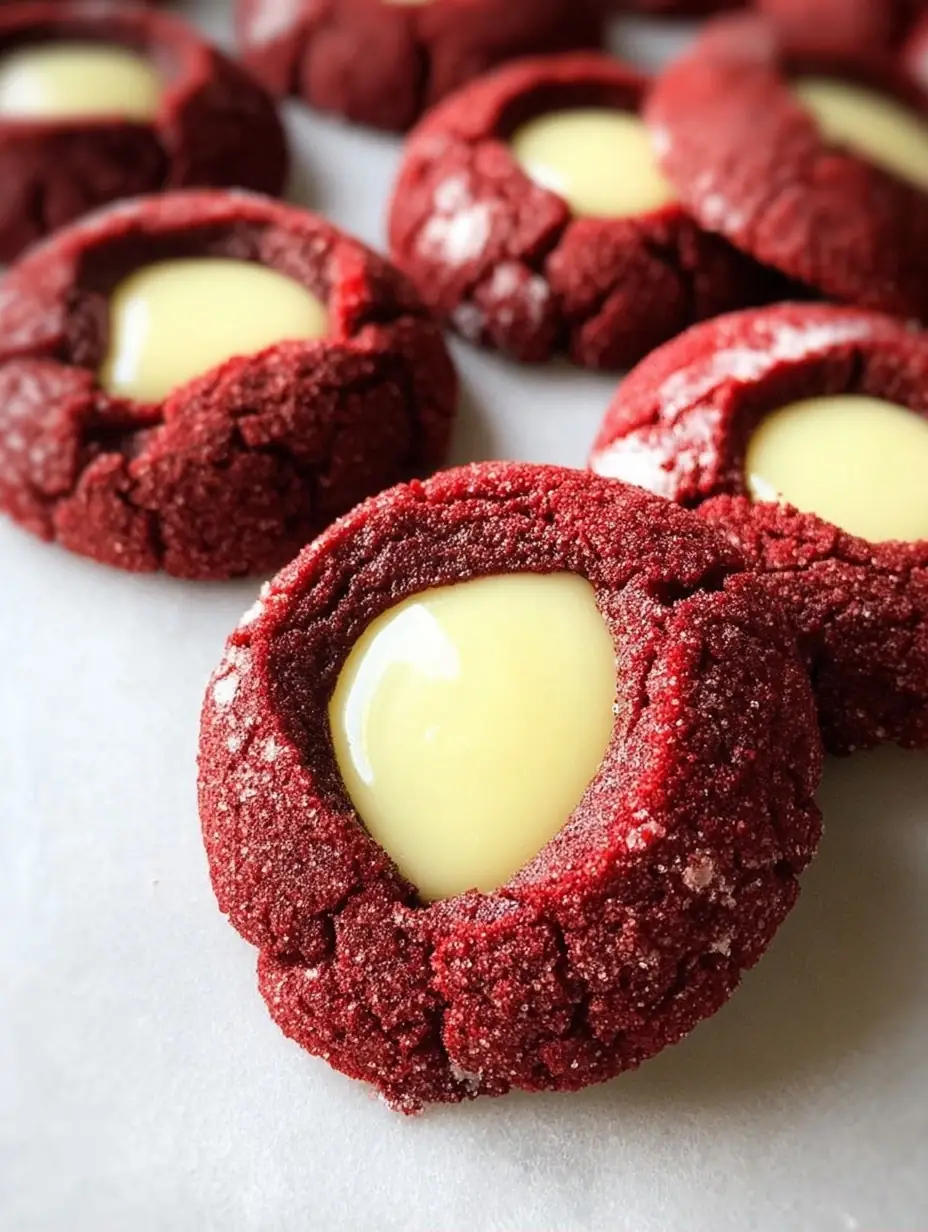 A delicious plate of Red Velvet Cheesecake Thumbprints