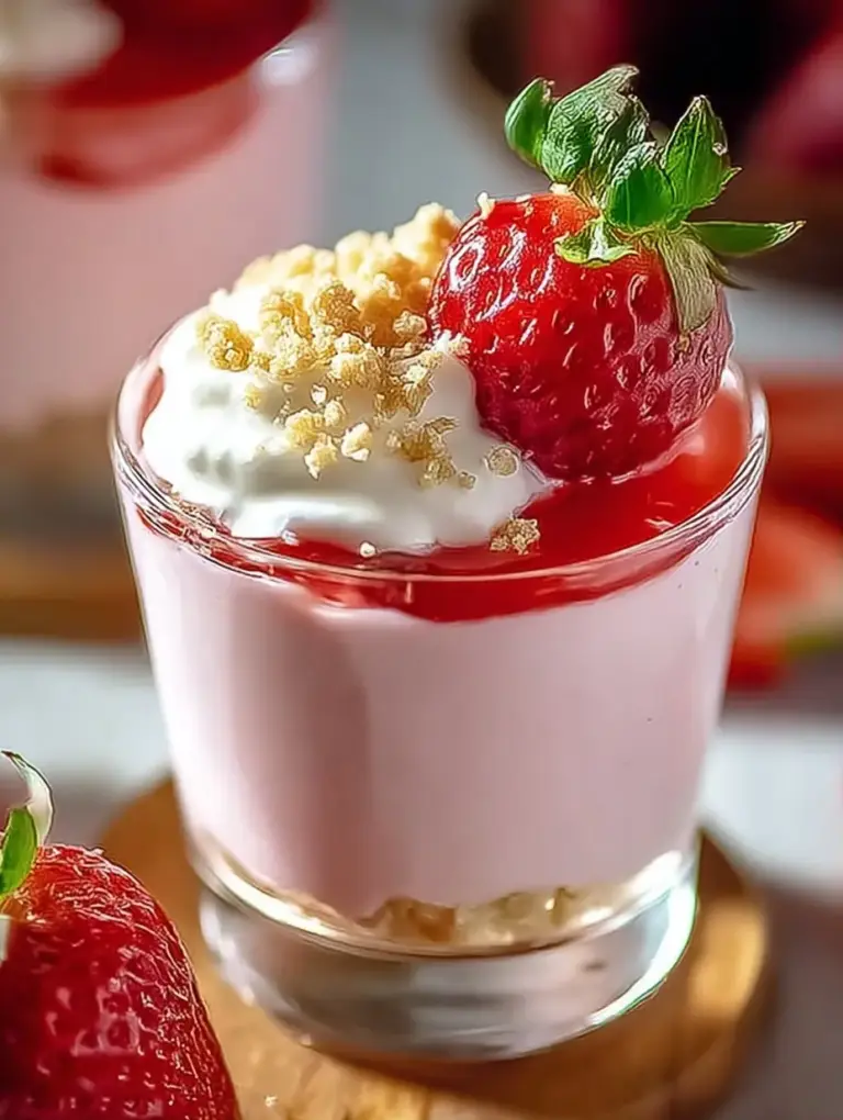 A delicious plate of Strawberry Cottage Cheese Mousse