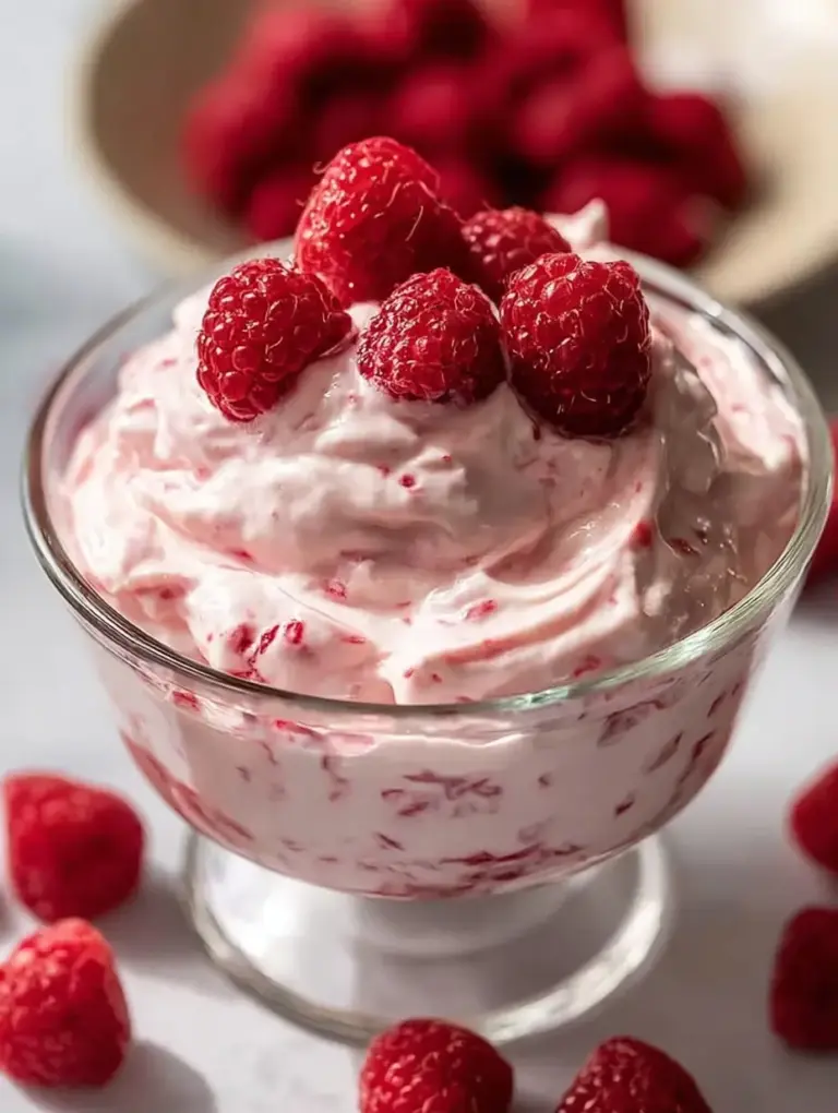 A delicious plate of Whipped Raspberry Cottage Cheese Mousse in 10-Minute